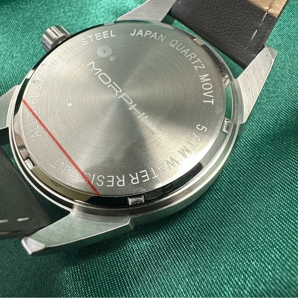 Morphic MPH6303 Stainless Steel Watch – Black Dial, Leather Band, NIB